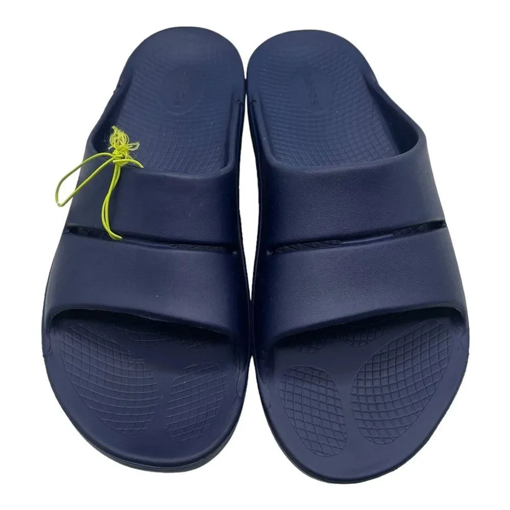 OOFOS OOahh Comfort Slide Sandals Men's Size 13 Navy Blue Slip On NWT‎ B Grade